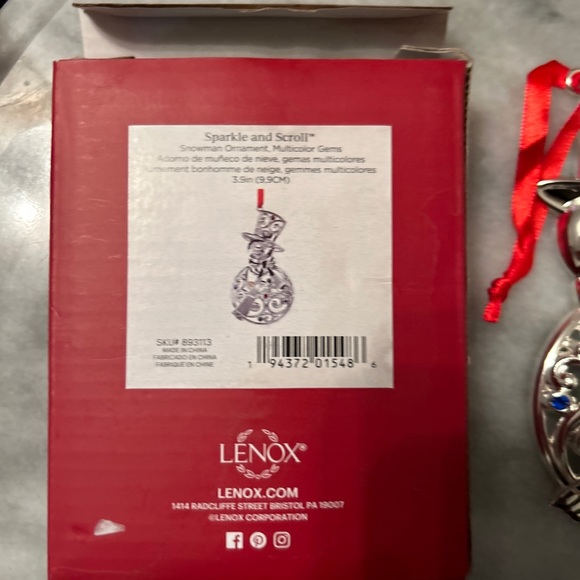 NWT in Box Lenox Sparkle and Scroll set of 1 Holiday Ornaments Snowman - Picture 3 of 6